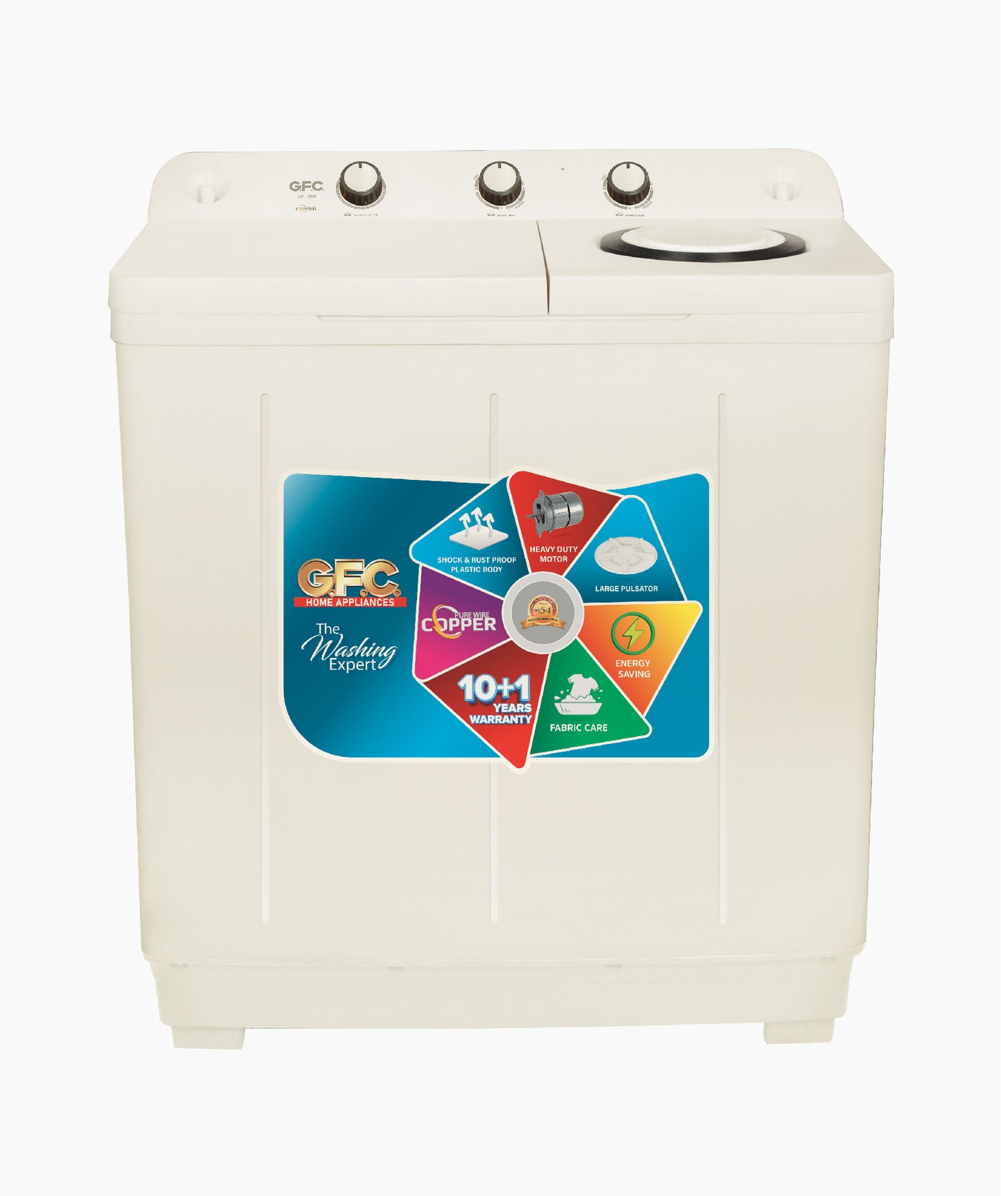 GF-1100 Twin Tub Washer & Dryer Machine Crystal Lid